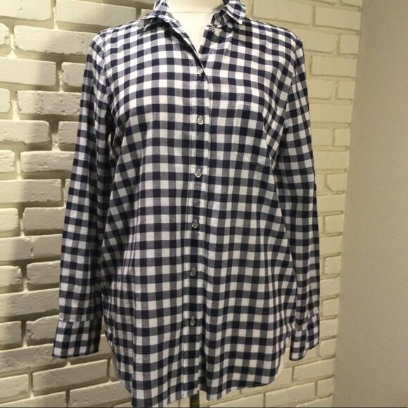 J. Crew Factory boy fit navy check tunic/blouse M - Picture 1 of 4